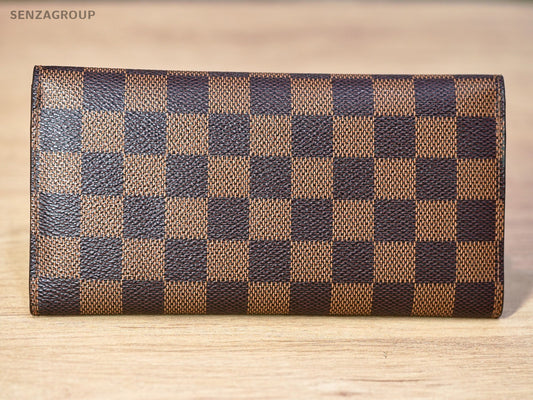 Louis Vuitton Damier Portefeuille Wallet  Brown Red Interior