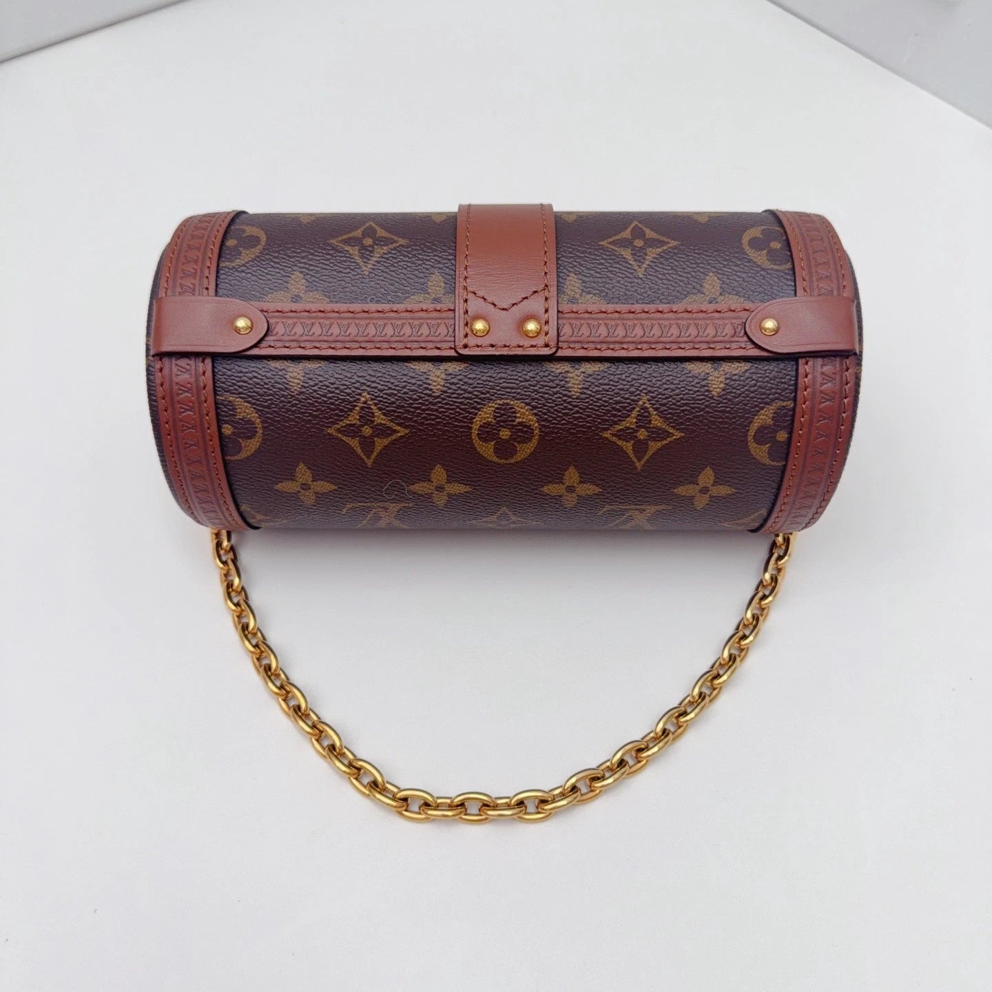 Louis Vuitton Papillon Trunk Chain Shoulder Crossbody Bag Brown Women
