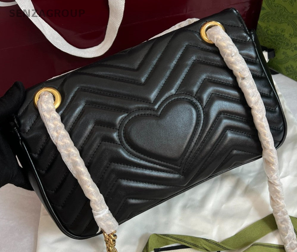 GUCCI GG Marmont 26 Black Gold Chain Shoulder bag Crossbody Almost Brand NEW
