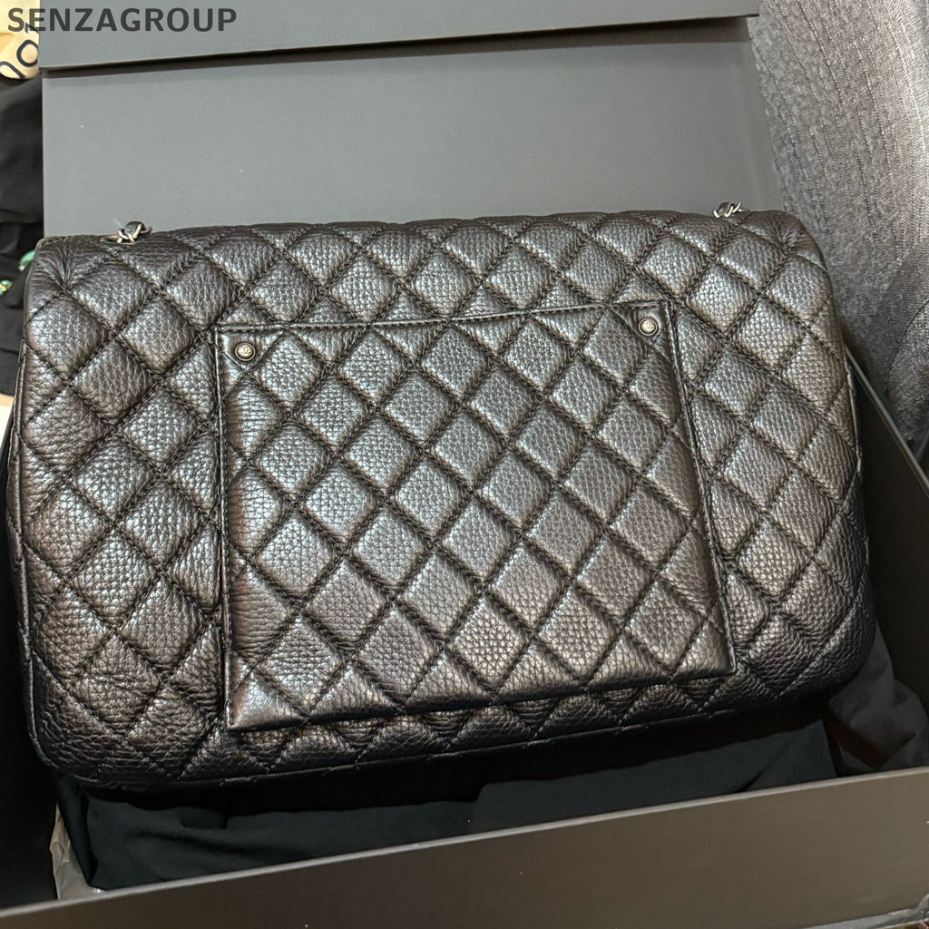 Chanel Classic Flap Quilted Chain Shoulder Bag Black Silver