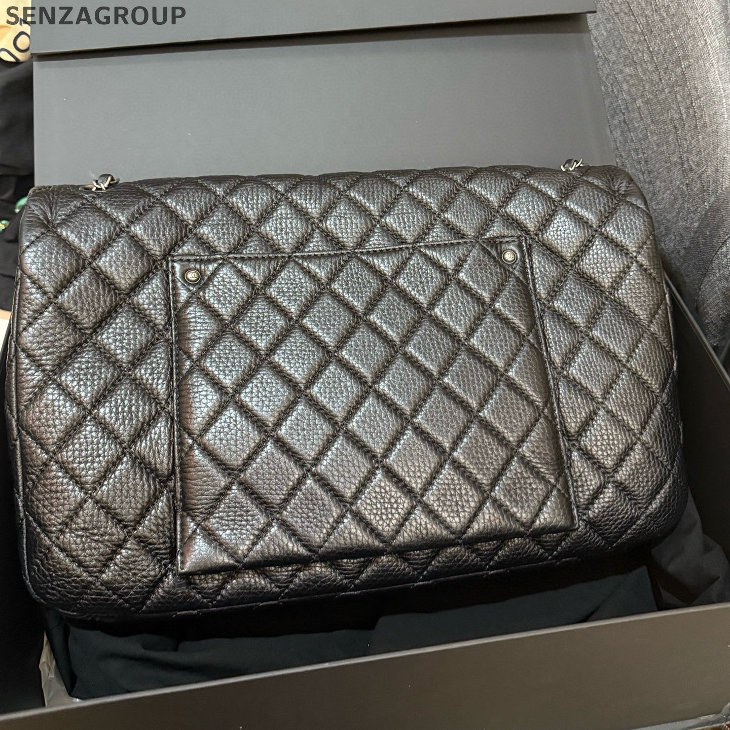 Chanel Classic Flap Quilted Chain Shoulder Bag Black Silver