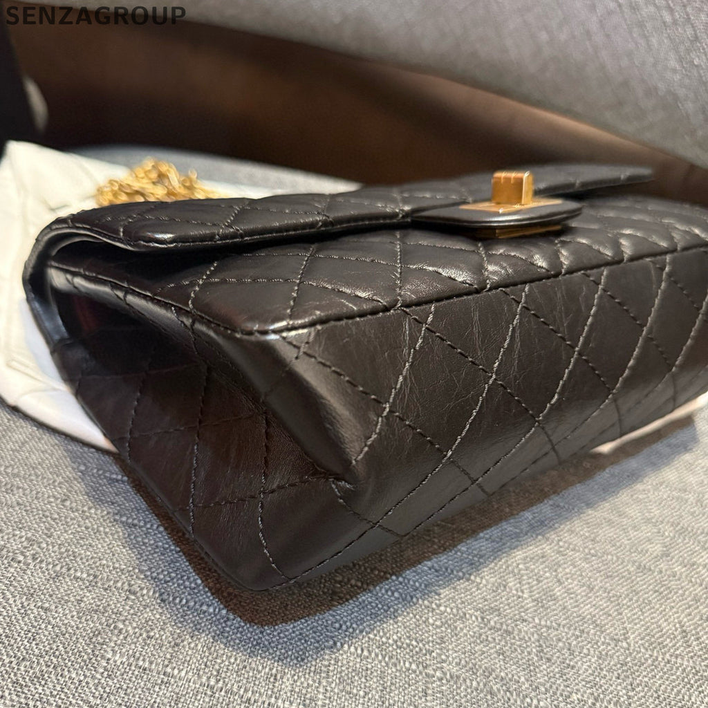 Chanel Black Gold 2.55 Small Chain Shoulder Crossbody Bag Classic Fashion