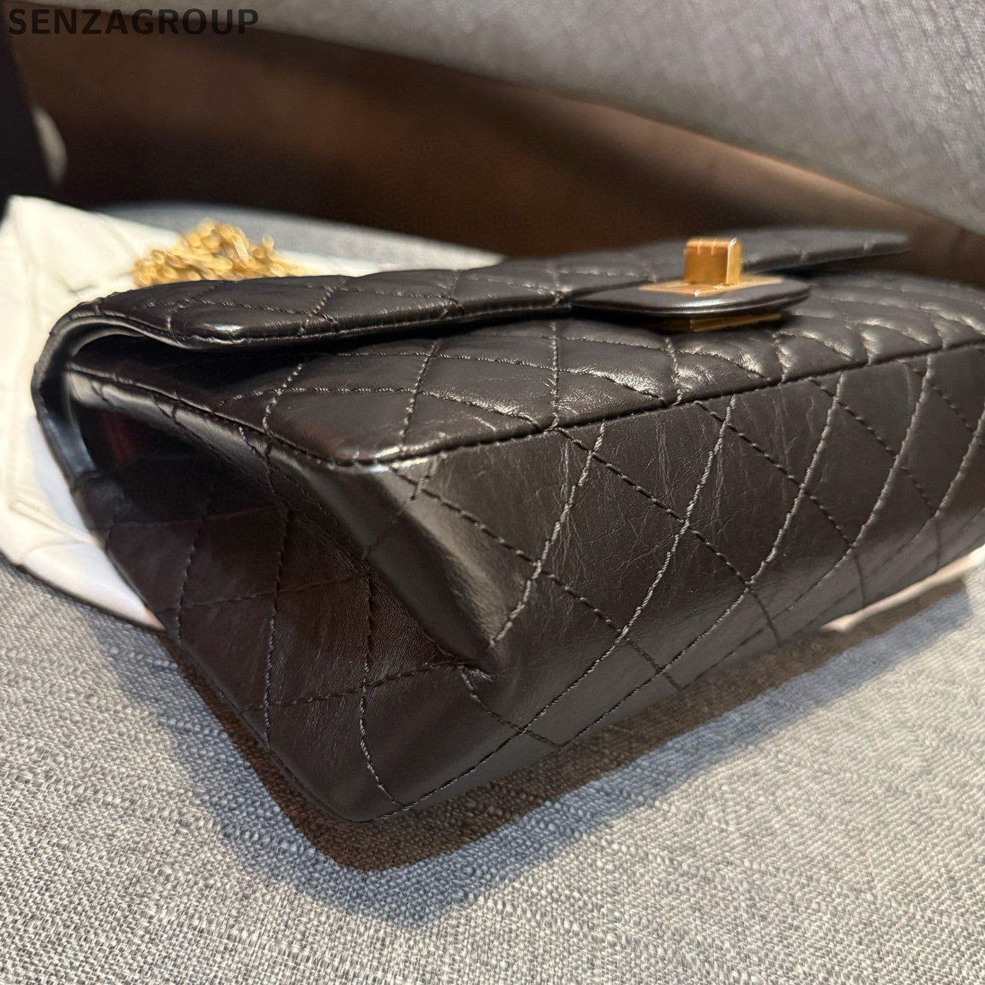 Chanel Black Gold 2.55 Small Chain Shoulder Crossbody Bag Classic Fashion