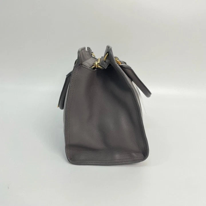 YSL Gray Calfskin Y Buckle Cabas Tote Handbag Crossbody Bag For Women