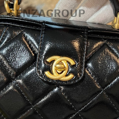 Chanel Small Quilted Black Gold Chain Shoulder Bag Classic Women