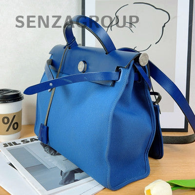 Hermès Herbag 31 Blue Silver Bucket Handbag Shoulder Bag Classic Women