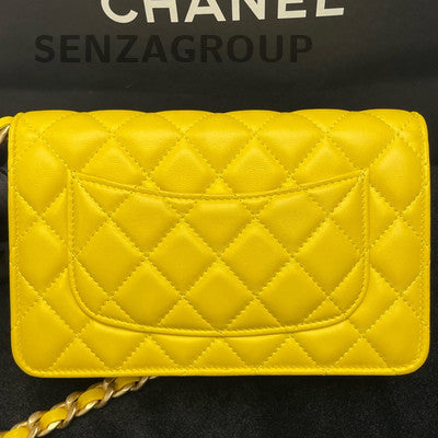 Chanel 22S WOC Yellow Quilted Gold Hardware Shoulder Crossbody Bag