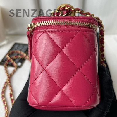 Chanel Classic Red Quilted Chain Box Bag Gold Hardware Women's Fashion