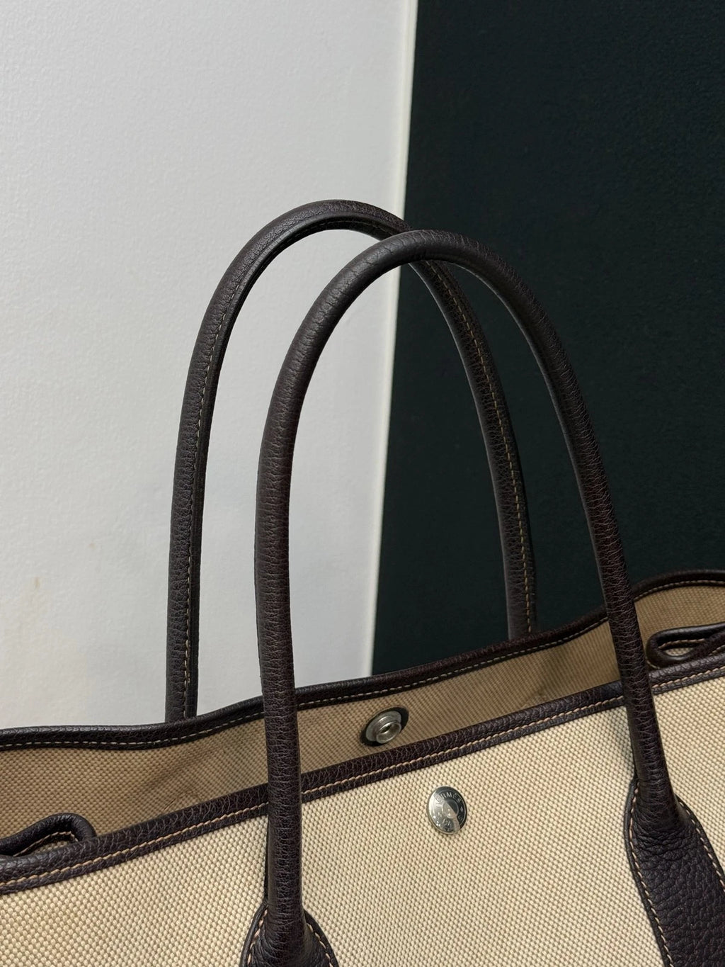 Hermes Garden Party 36 Tote Canvas Top Handle Shoulder Bag Beige Women Classic