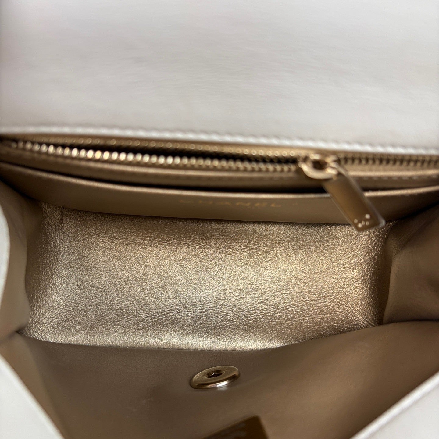 Chanel Classic Flap Lambskin Chain Shoulder Bag White Gold Women Fashion