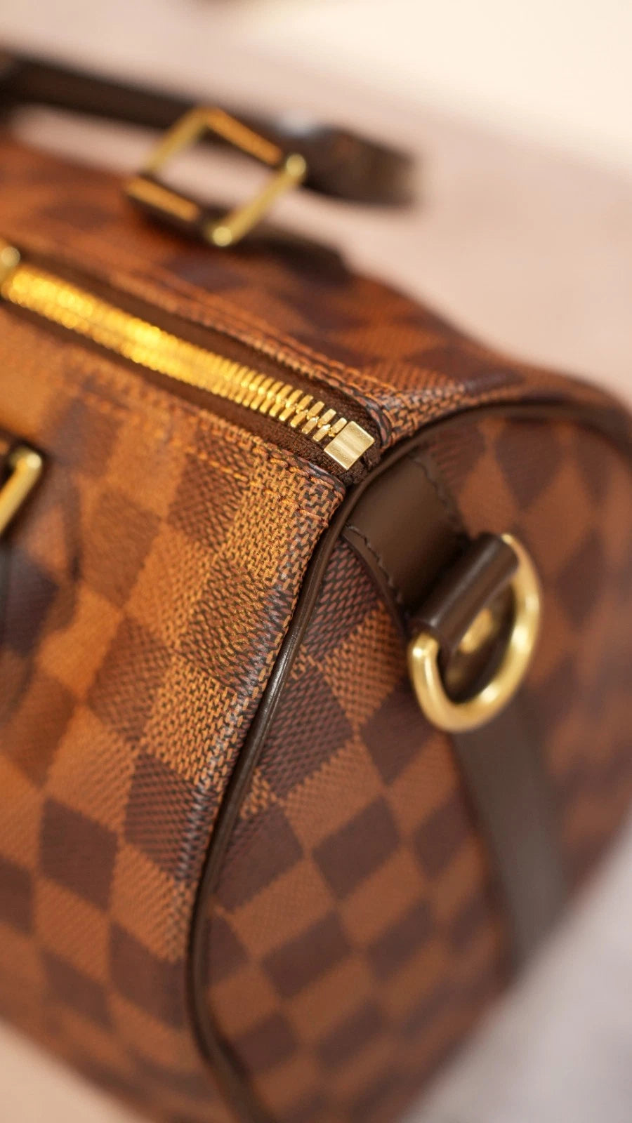 Louis Vuitton Speedy25 Damier Brown Shoulder Bag Top Handle Bag Excellent