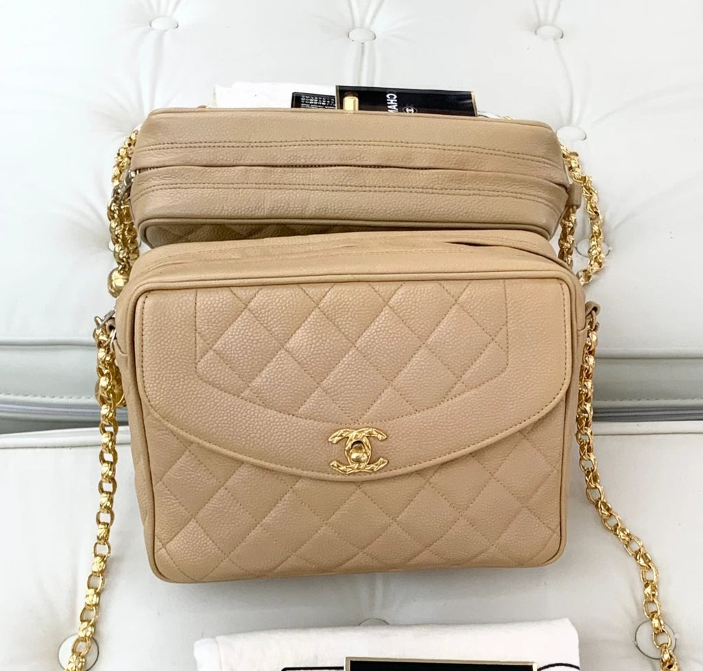 Chanel Calfskin Diamond Gold Chain Shoulder Bag Crossbody Bag Women S