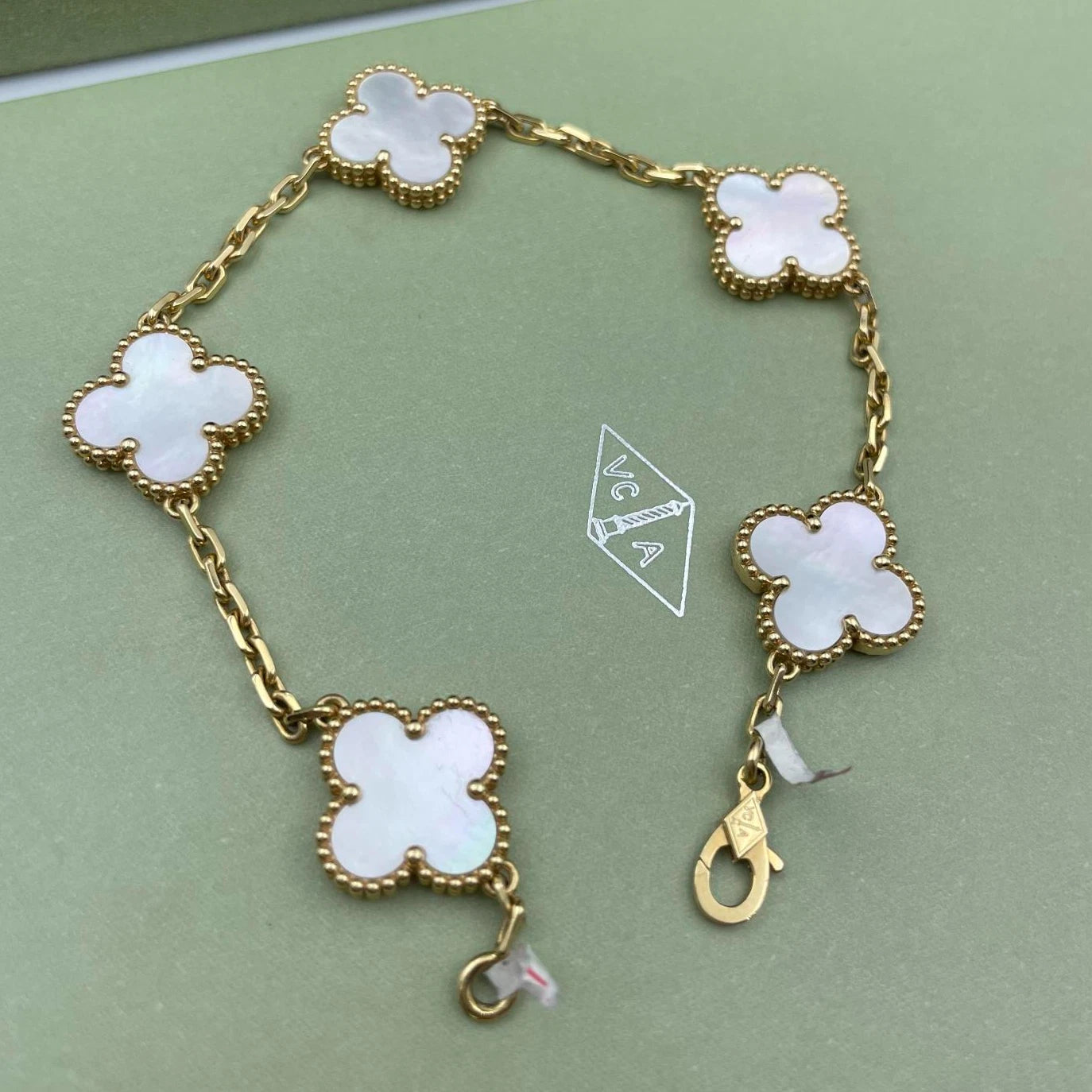 Van Cleef &amp; Arpels Vintage Alhambra Bracelet Yellow Gold 5 Motif Mother Of Pearl