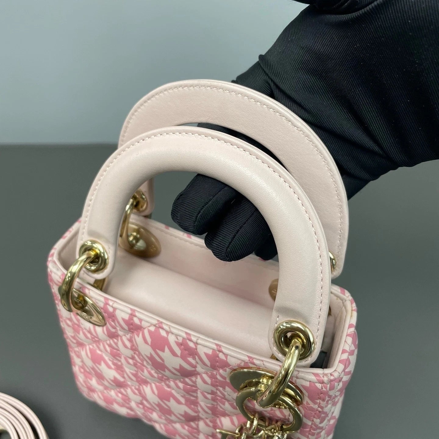 Dior Lady Dior Leather Pink Top Handle Excellent