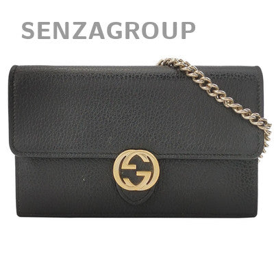 Gucci Black Gold Chain Shoulder Crossbody Bag Women's Fashion Classic