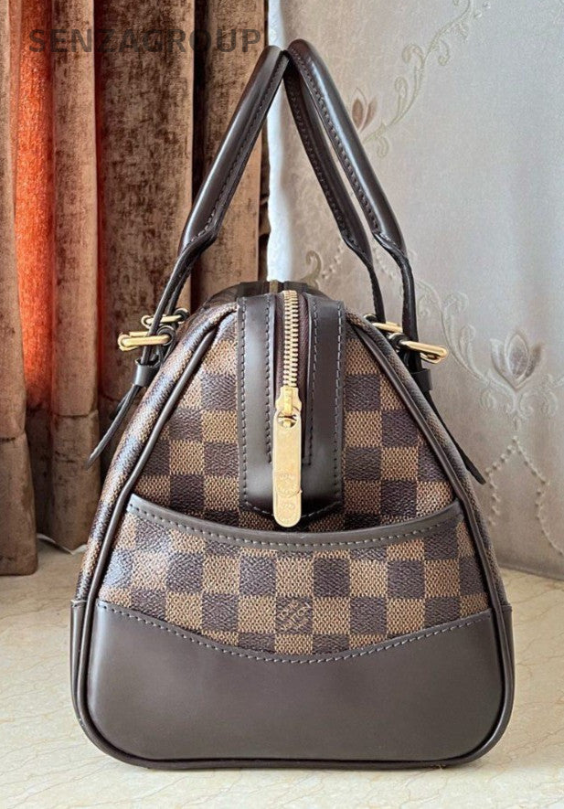Louis Vuitton Berkeley Damier Ebene Top Handle Handbag Brown Gold Women
