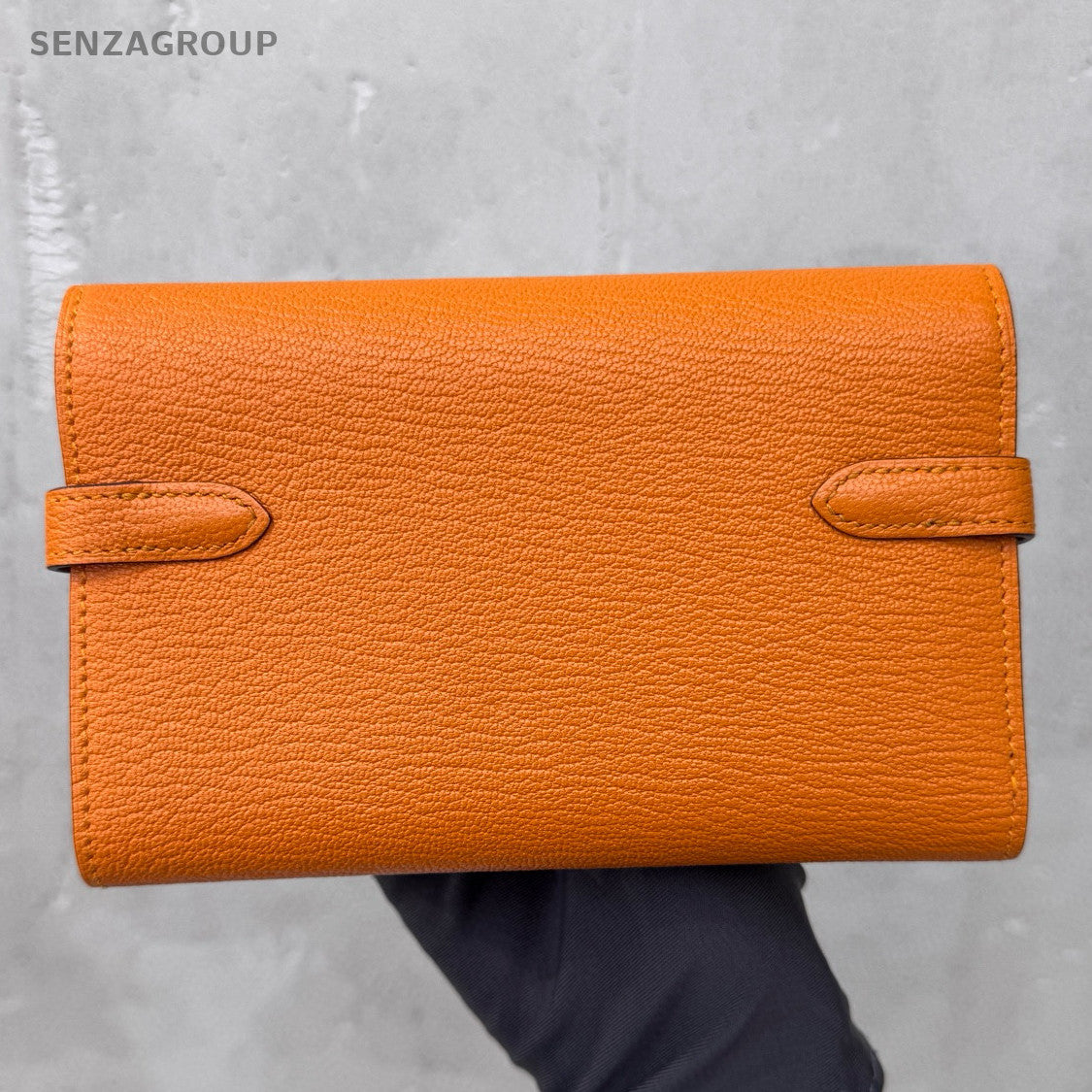 Hermès Kelly Wallet Short Orange Silver Hardware Chevre Leather Women's Clutch