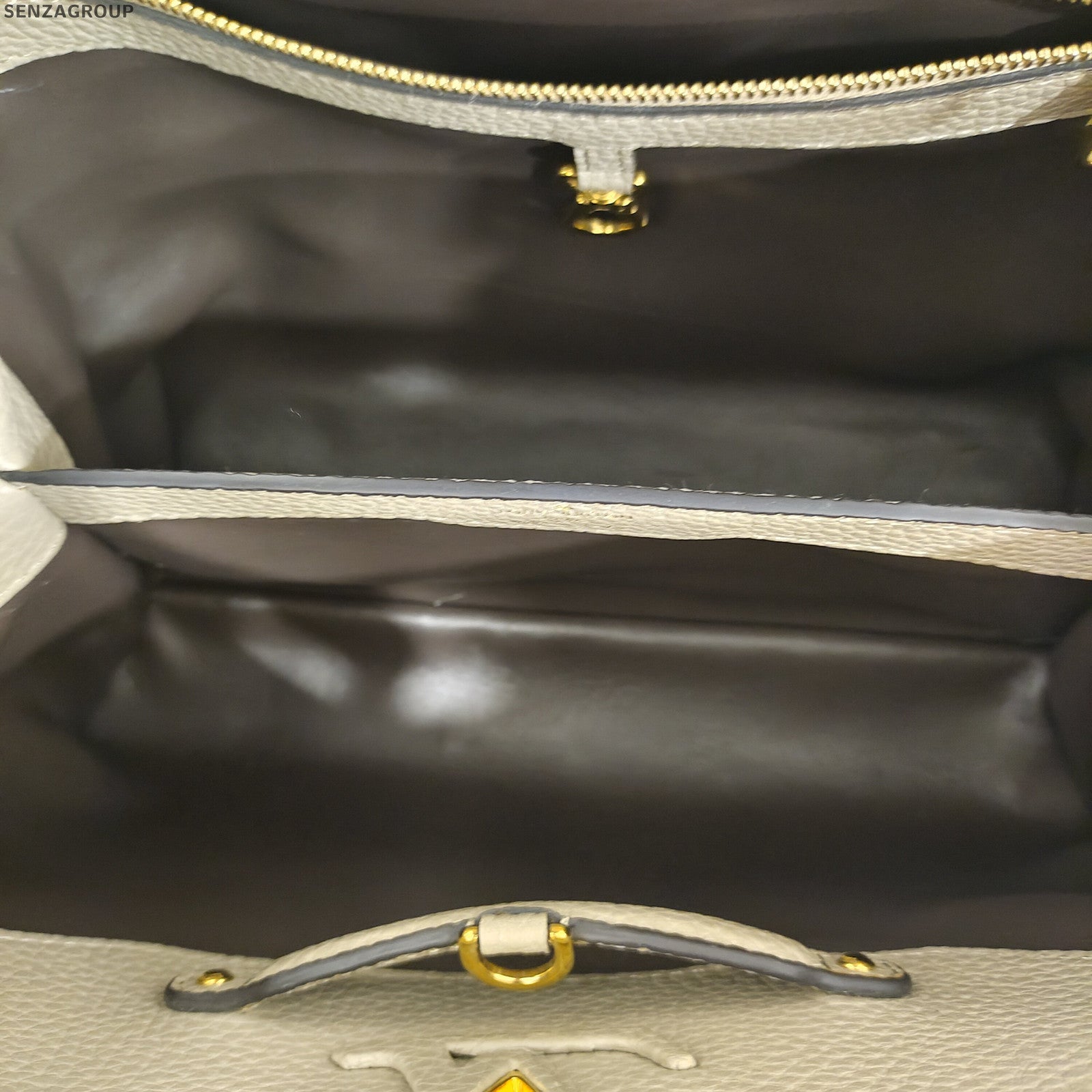 Louis Vuitton Capucines MM Grey Gold Handbag Shoulder Bag Classic Women