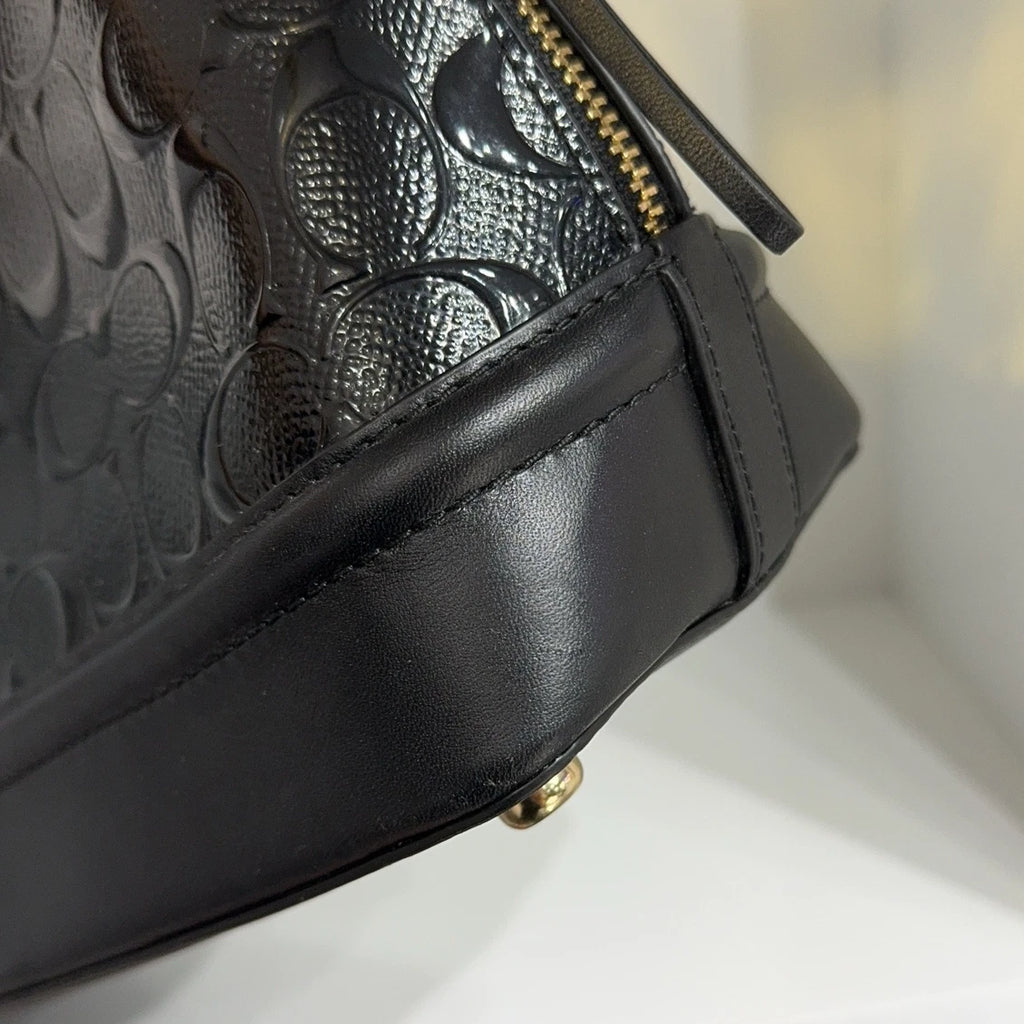 Coach Black Embossed Leather Shell Handbag For Women
