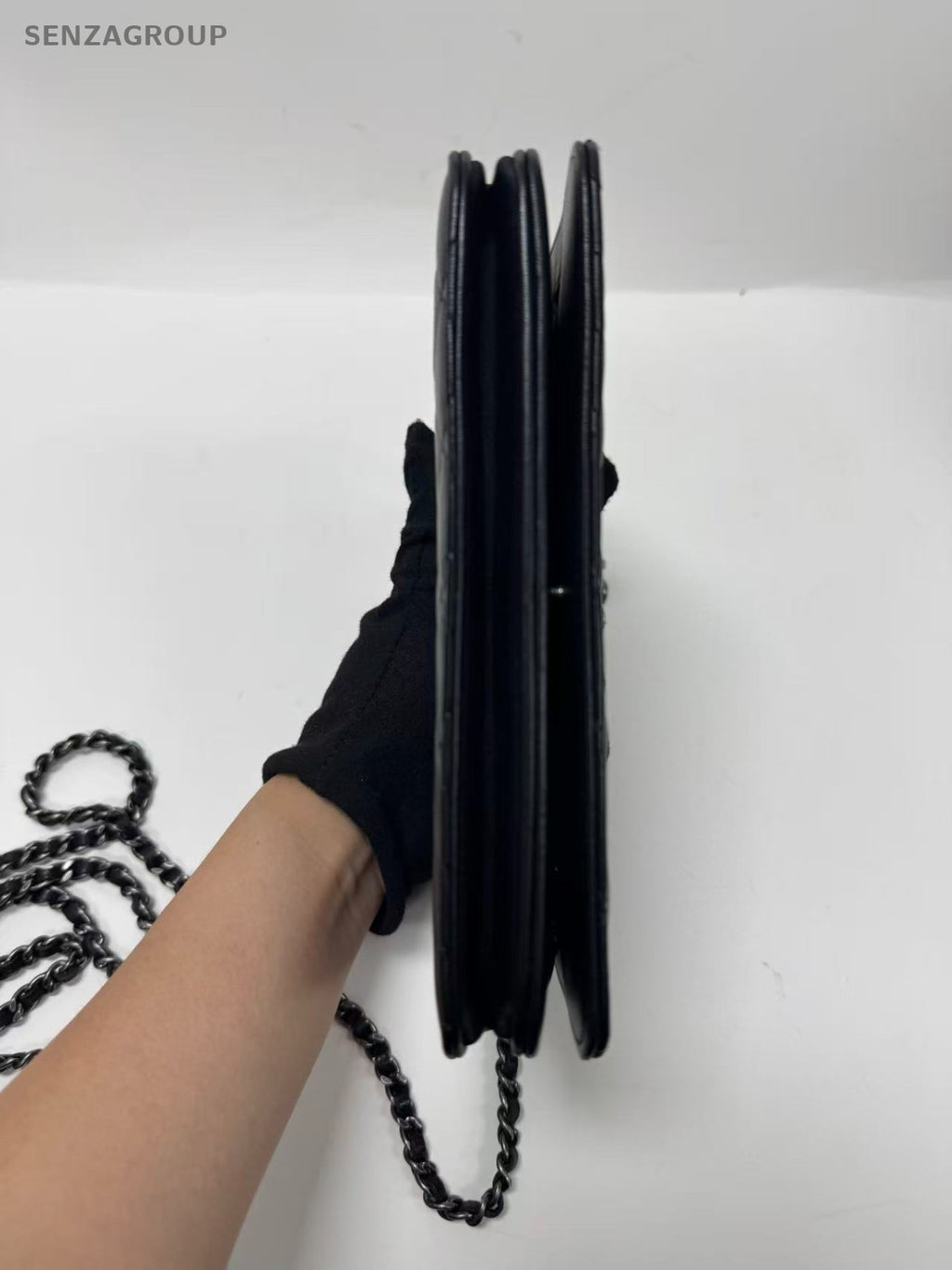 CHANEL Woc Calfskin Chain Shoulder bag Crossbody Women Black Silver Classic