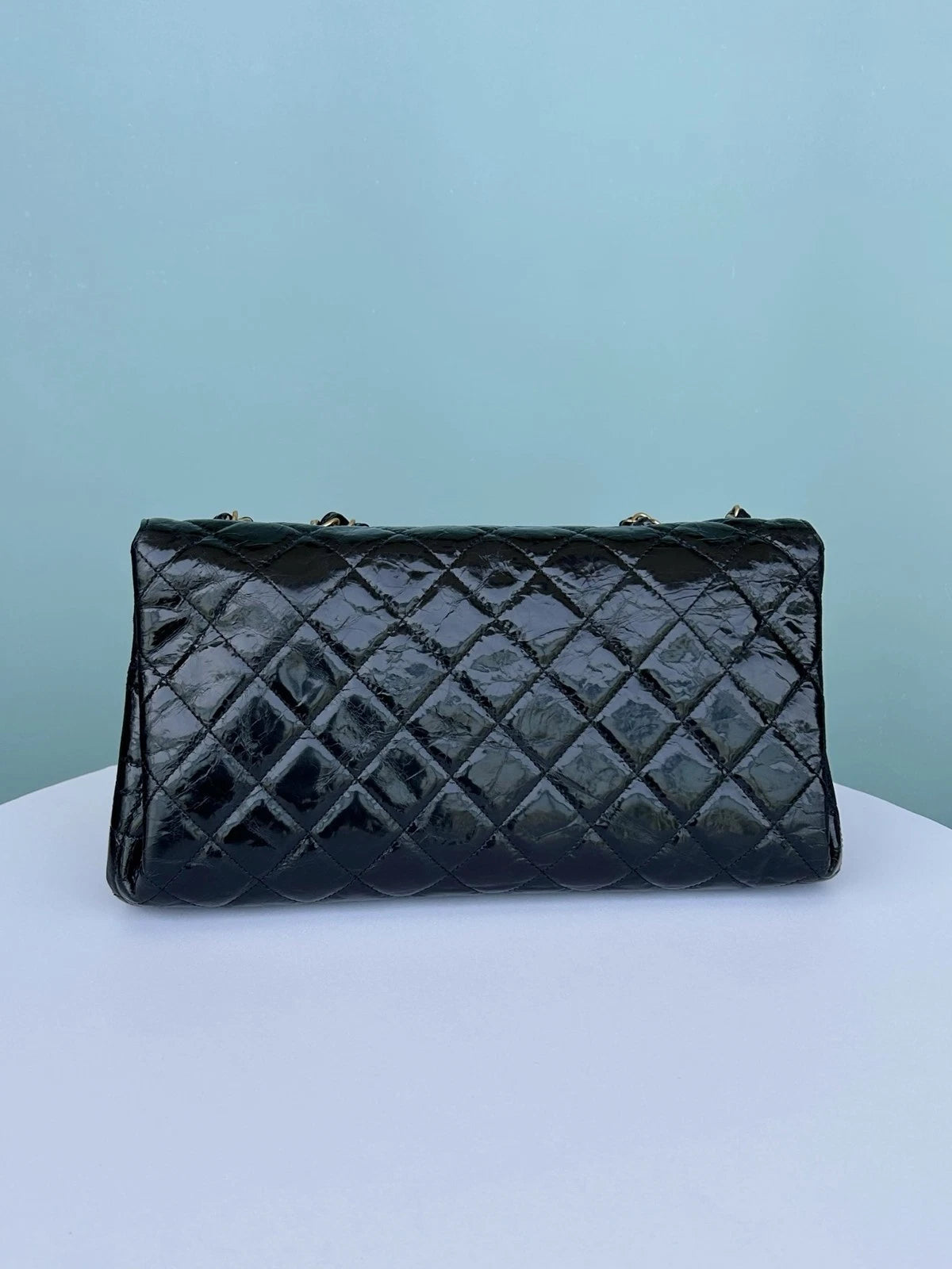 Chanel Classic Flap Jumbo Crossbody Shoulder Bag Black Gold Oil Calfskin