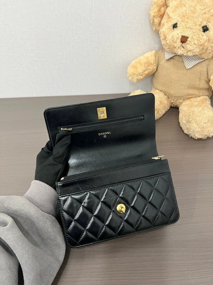 CHANEL Black Leather Small WOC Crossbody Bag For Women