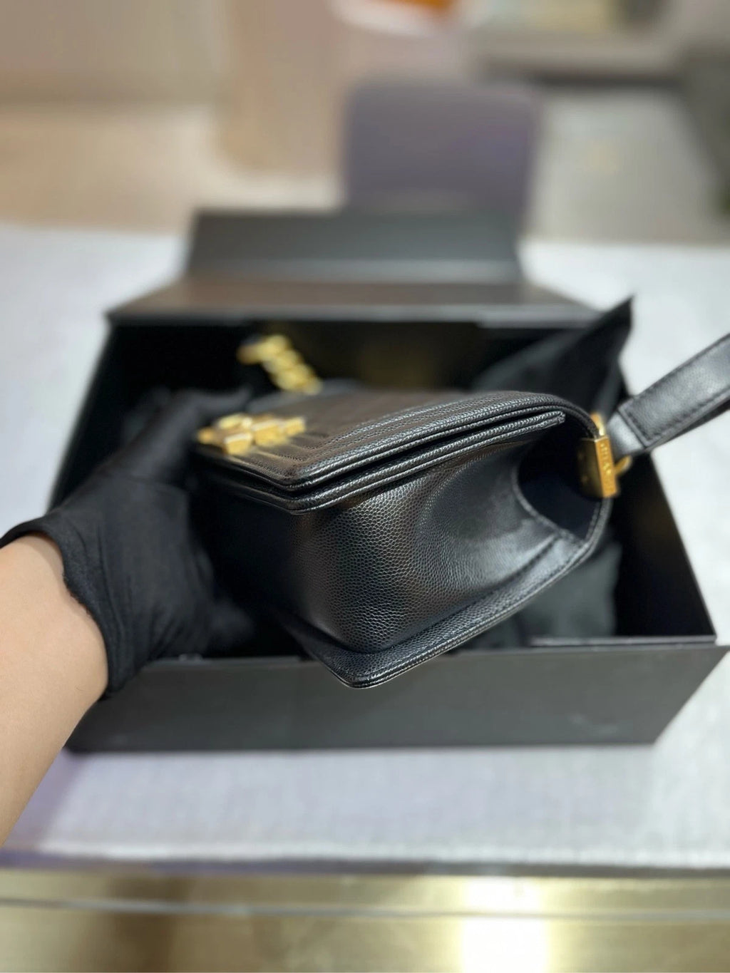 CHANEL Leboy Small Black Leather Crossbody Bag For Women