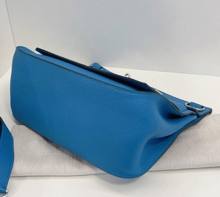 Hermes Jypsiere 2Way Shoulder Bag Crossbody Blue Silver Unisex Adults Classic