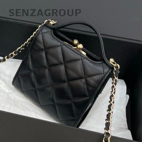 Chanel 22 Mini Calfskin Chain Shoulder Bag Crossbody Black Gold Women Classic