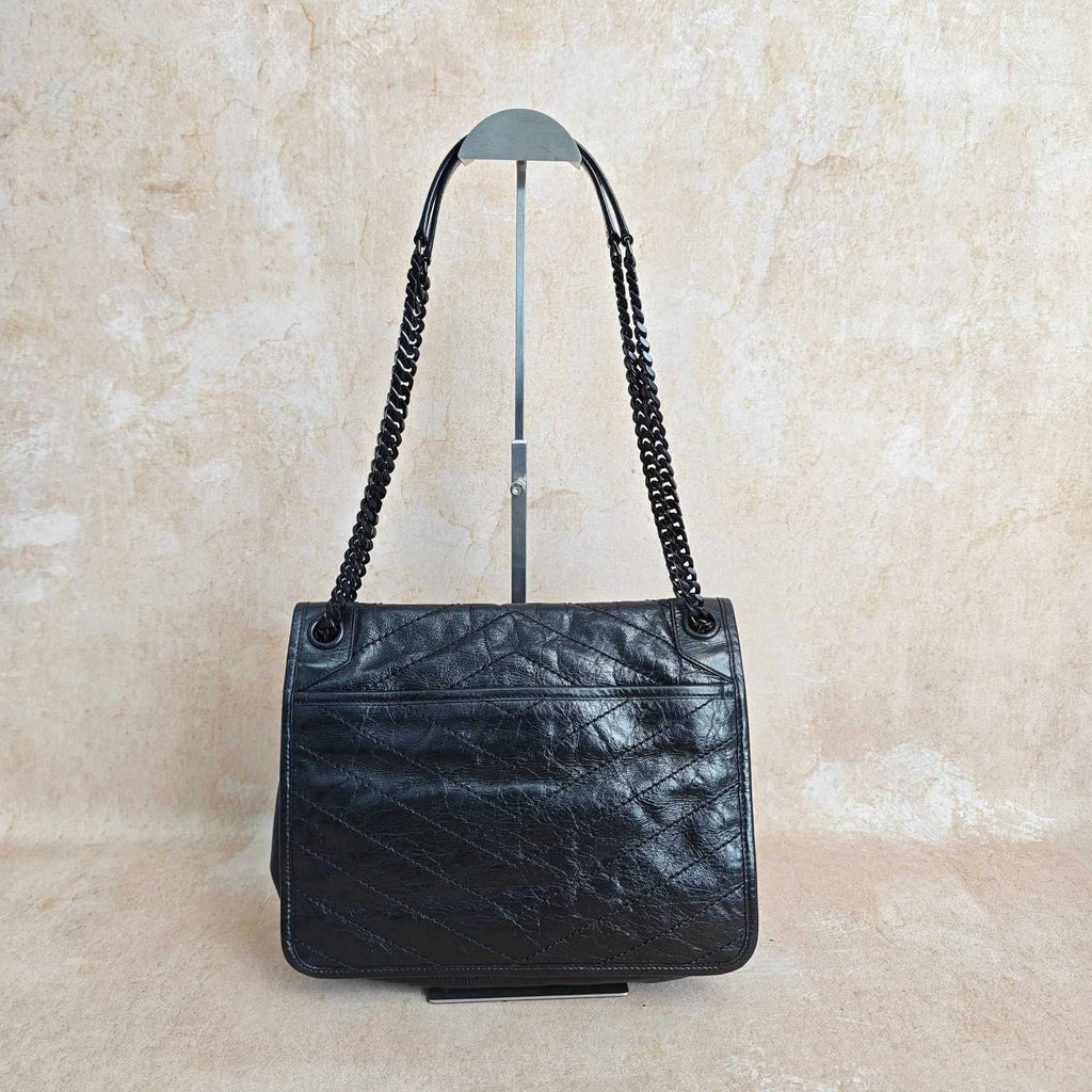 YSL Niki Medium soBlack Leather Crossbody Shoulder Bag For Women