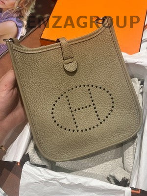 Hermès Mini Evelyne Bag Beige Silver Hardware Women's Fashion Crossbody