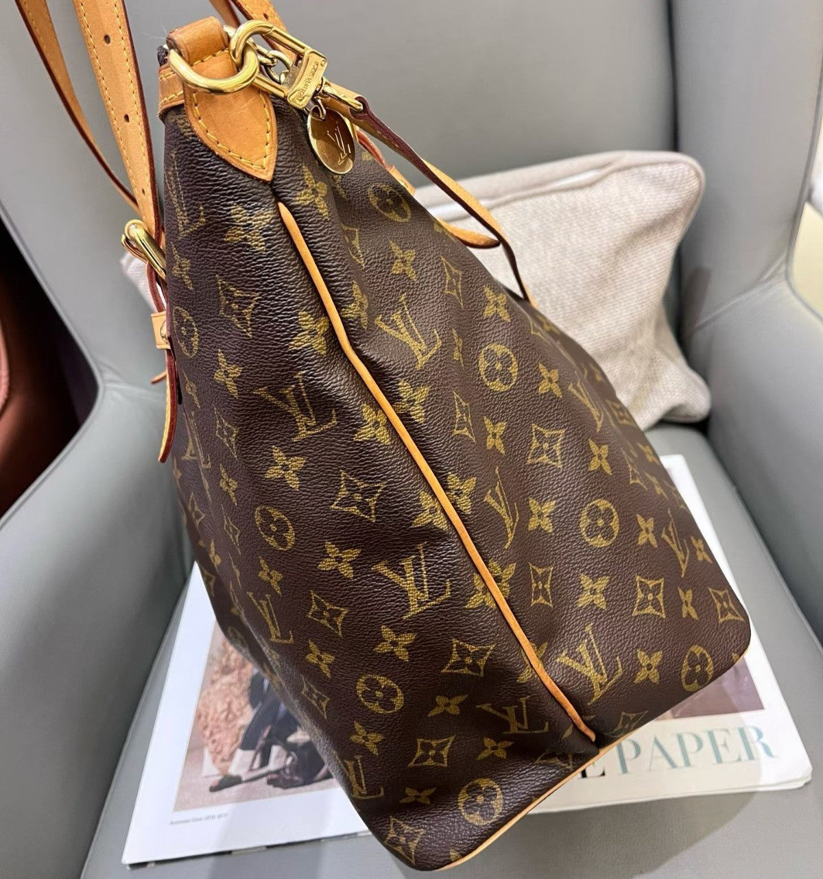 Louis Vuitton Palermo GM Monogram Crossbody Shoulder Bag Brown Gold Women