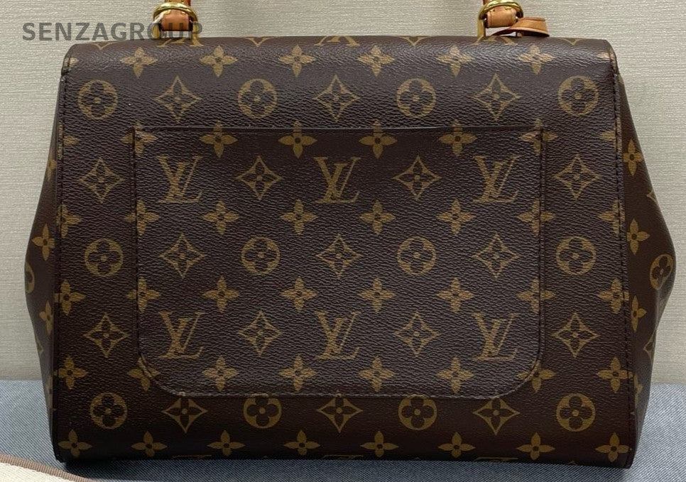 Louis Vuitton Monogram MM Top Handle Bag Crossbody Brown Gold Used Women Classic