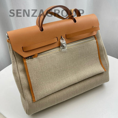 Hermès Herbag Handbag Beige Silver Women's Classic Fashion