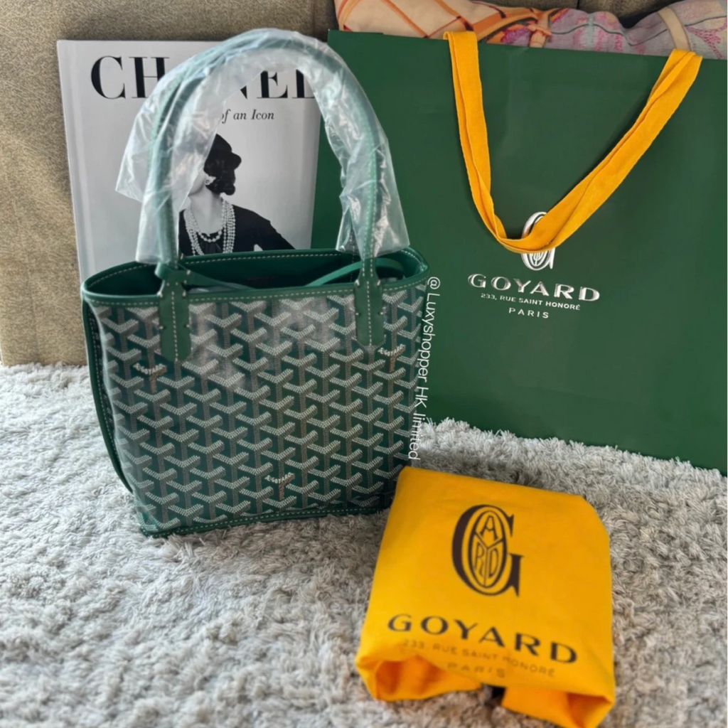 Goyard Tote Mini Top Handle Shoulder Bag Green Silver Used Women Classic