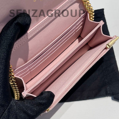 Chanel Quilted Pink Gold WOC Chain Crossbody Bag