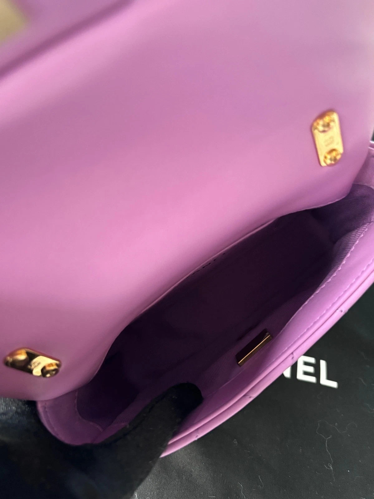 Chanel Purple Lambskin Square Shoulder Handbag for Women