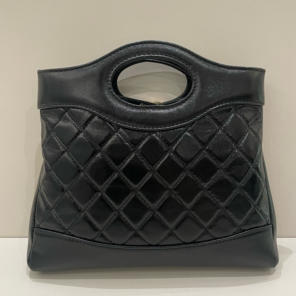 Chanel 31 Mini Quilted Handbag Black Gold Classic Women's Bag