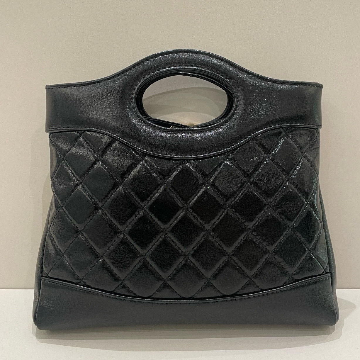 Chanel 31 Mini Quilted Handbag Black Gold Classic Women's Bag