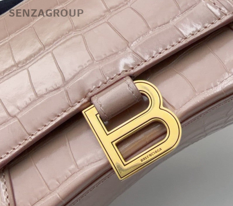 Balenciaga Calfskin PM Top Handle Bag Crossbody Pink Gold Women Classic Fashion
