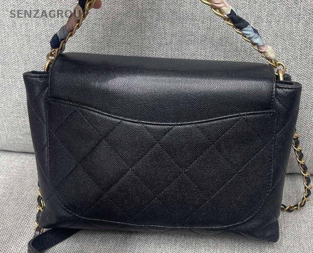 Chanel Diamond Pattern Chain Shoulder Bag Crossbody Black Gold Women Classic