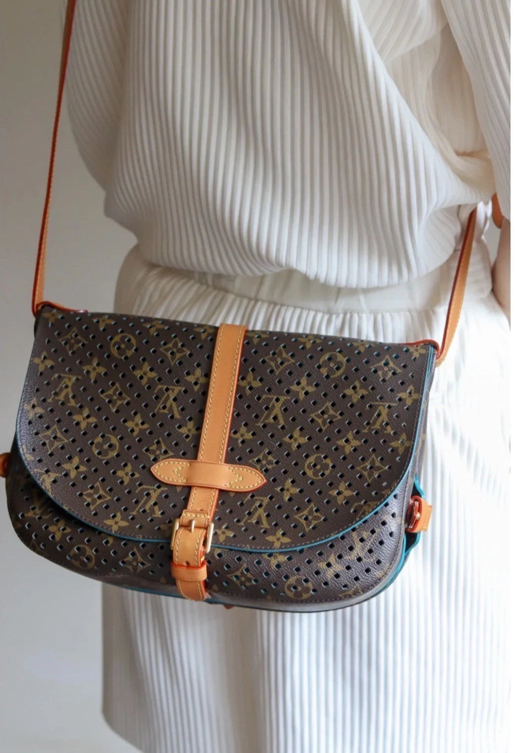 Louis Vuitton Saumur Flore Perforated Monogram Crossbody Bag Shoulder Bag Women