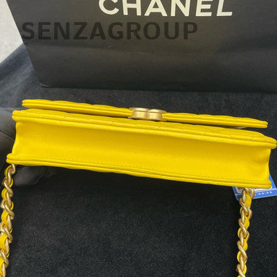 Chanel 22S WOC Yellow Quilted Gold Hardware Shoulder Crossbody Bag