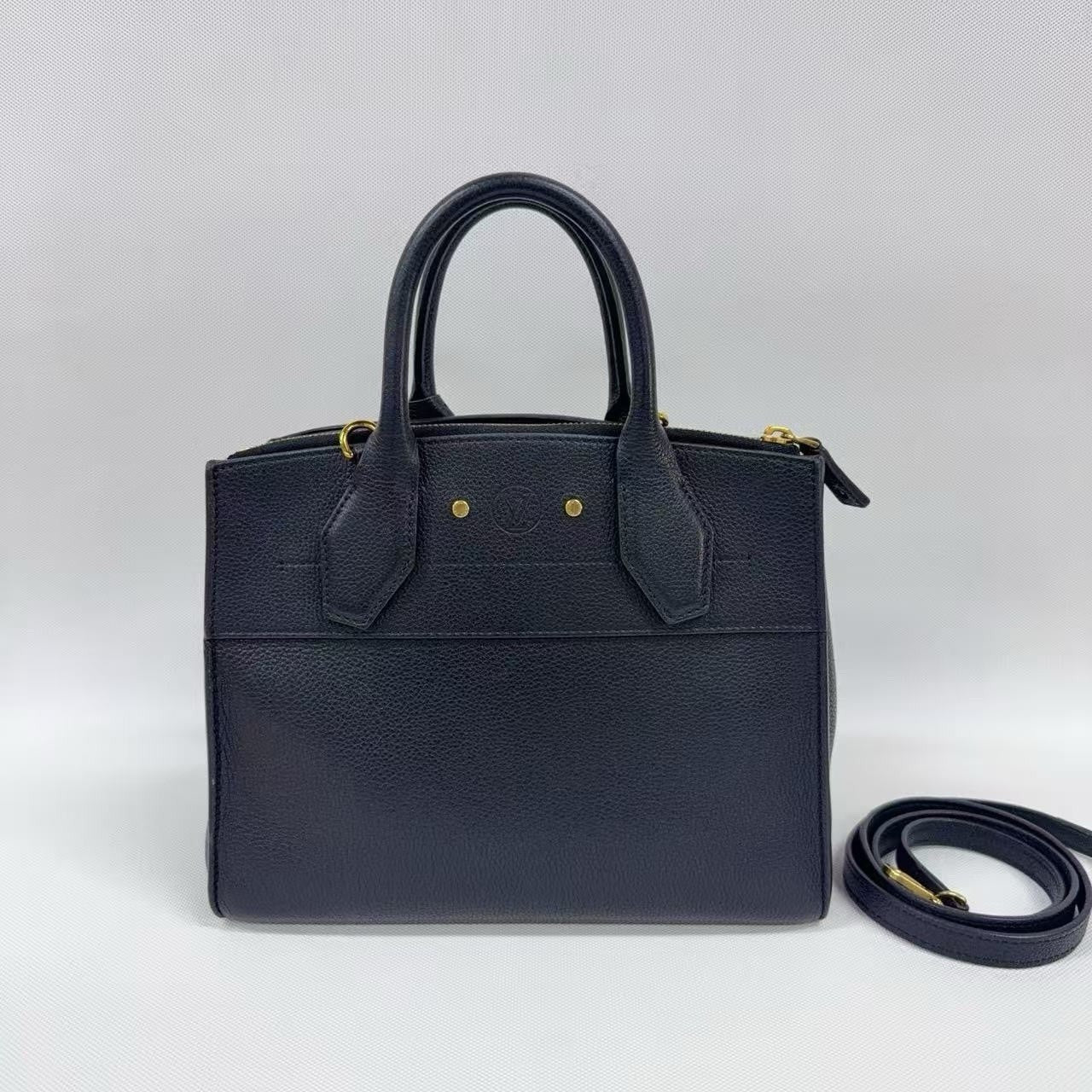 Louis Vuitton City Black Silver Zipper Handbag Women's Classic Fashion