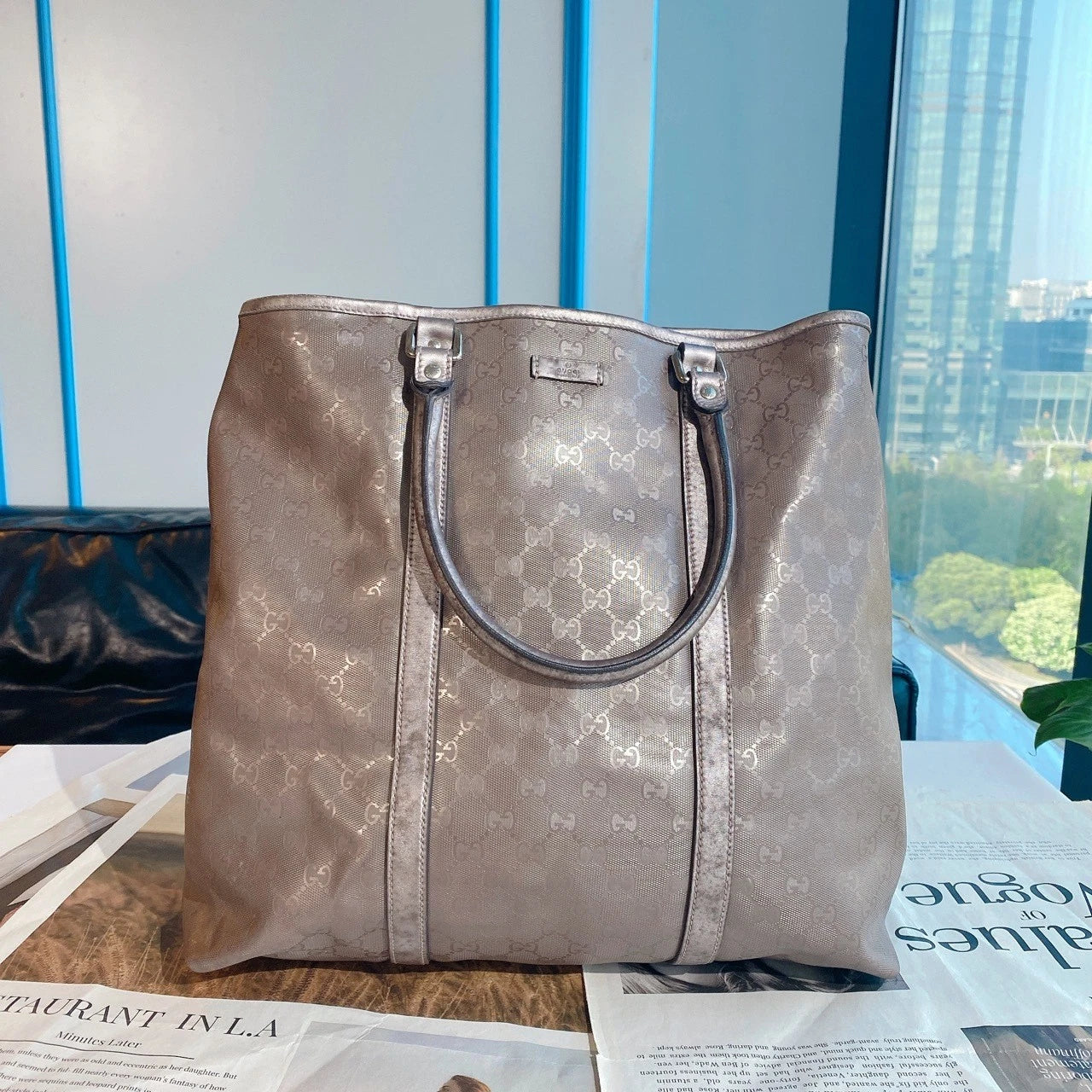 Gucci Monogram Canvas Shoulder Bag For Women