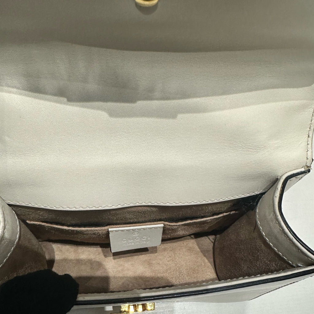 Gucci Sylvie Small Chain Shoulder Crossbody Bag White Gold Hardware