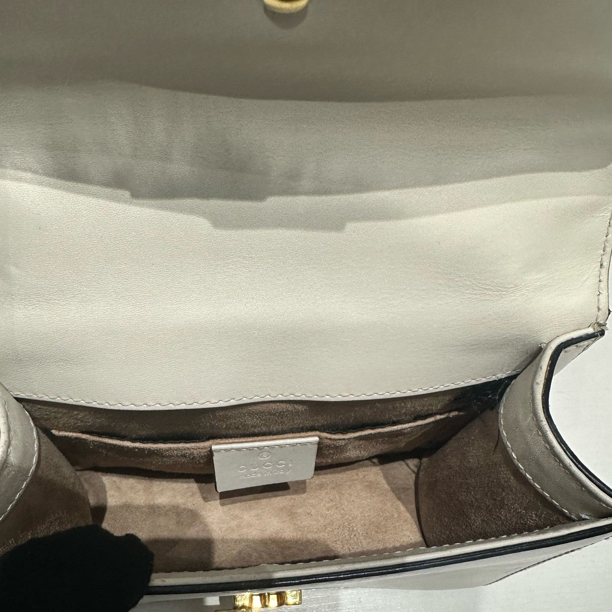 Gucci Sylvie Small Chain Shoulder Crossbody Bag White Gold Hardware