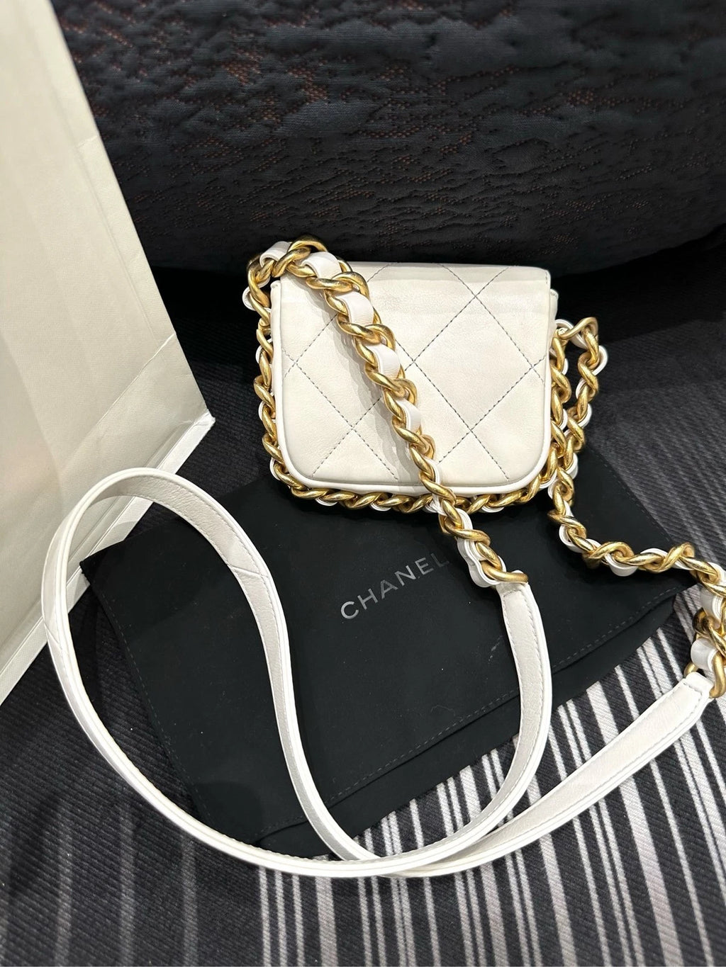 CHANEL White Mini Square Crossbody Bag For Women