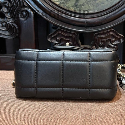 Chanel Classic Quilted Chain Shoulder Crossbody Bag Black Gold