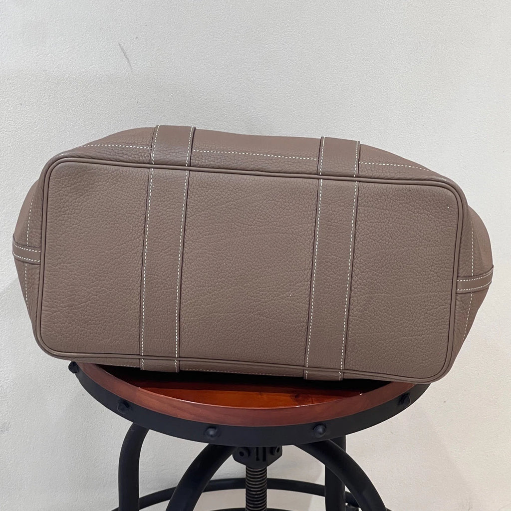 Hermes Garden Party36 TC Leather Gray Tote Handbag Silver Hardware